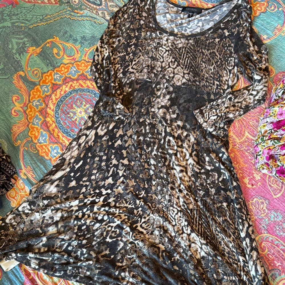 Karen Kane Animal Print Long Sleeve Dress